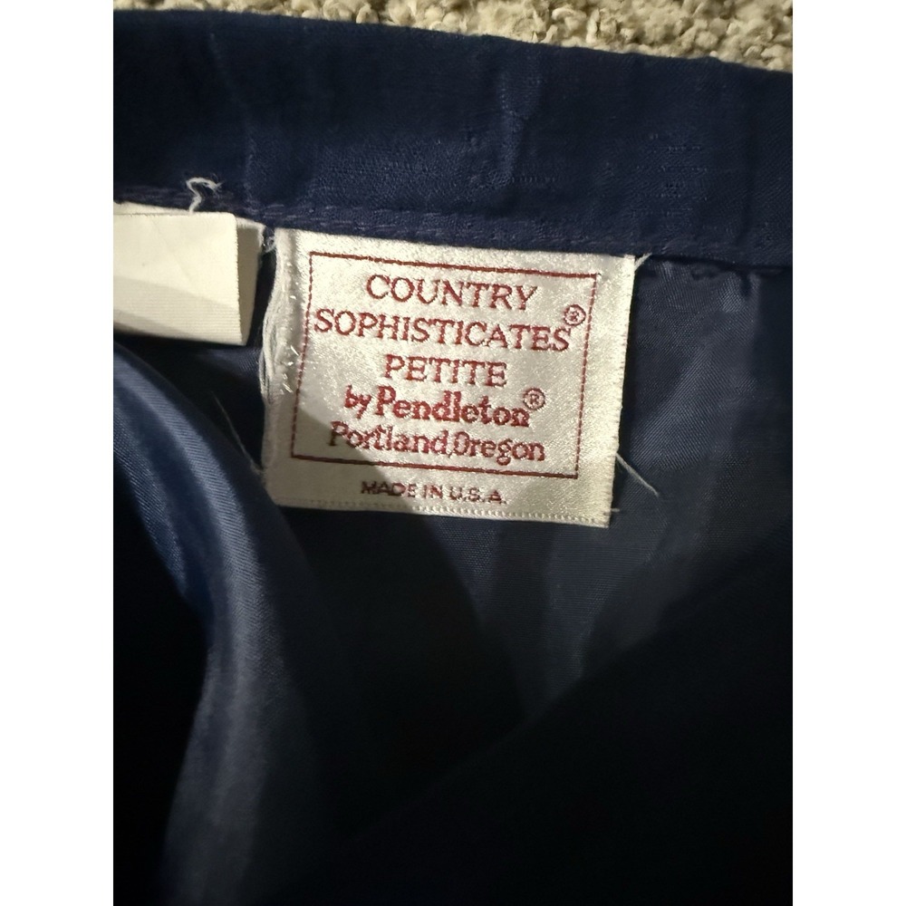Pendleton Midi Skirt Size 10 Dark Blue Navy Rayan Linen Made In USA Lined - Picture 8 of 9